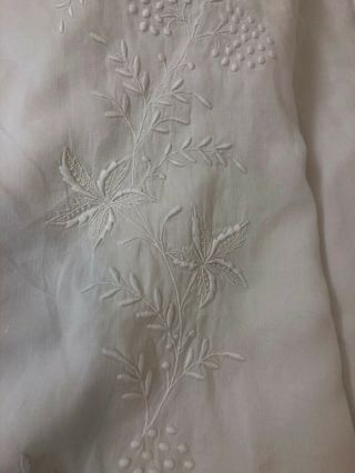 Antique French finest linen fil de LIN sheet with grapes embroidery n monogram 9