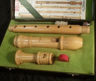 Vintage Moeck Rottenburgh Alto Recorder In Boxwood,  Cased Lovely Flute
