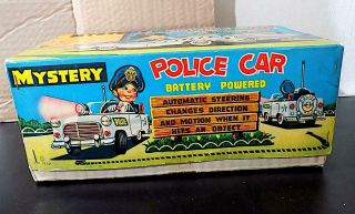 Vintage Tin Battery - Op Mystery Action Police Car,  Nomura Toys (T.  N) Japan.  EXiB 10