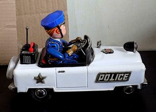 Vintage Tin Battery - Op Mystery Action Police Car,  Nomura Toys (T.  N) Japan.  EXiB 2