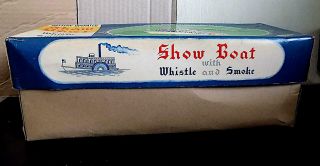 Vintage Tin Battery Op Show Boat With Whistle & Smoke,  Modern Toys,  Japan.  EXiB 11