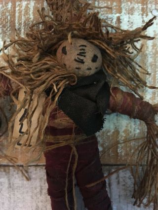 Primitive folk Art ARtist made Small Scarecrow doll ornament charmer hanger 3