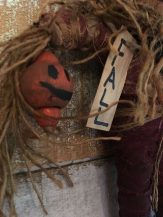 Primitive folk Art ARtist made Small Scarecrow doll ornament charmer hanger 6