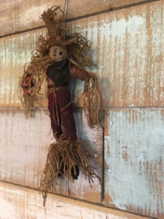 Primitive folk Art ARtist made Small Scarecrow doll ornament charmer hanger 7