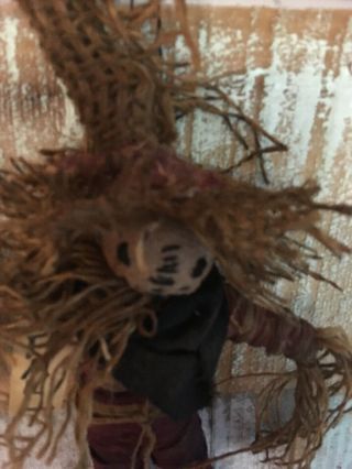 Primitive folk Art ARtist made Small Scarecrow doll ornament charmer hanger 9