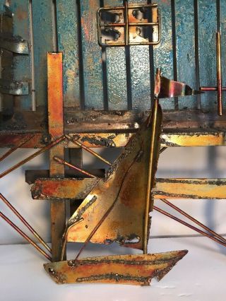 MCM Jere Style Metal 3D Wall Sculpture Sailboats & Boathouse 17 X 33” 8