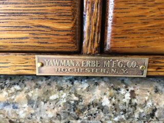 Antique Vintage Yawman Erbe Quarter Sawn Tiger Oak Library Card File Cabinet 4