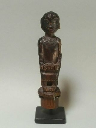 Borneo Dayak Shamanic Medicine Figure Stopper,  Old And Authentic Wood Carving