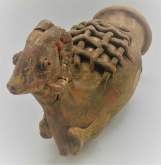 Rare Ancient Persian Terracotta Ceremonial Rhyton Vessel In The Form Of A Ram