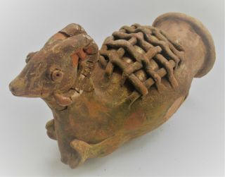 RARE ANCIENT PERSIAN TERRACOTTA CEREMONIAL RHYTON VESSEL IN THE FORM OF A RAM 2