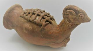 RARE ANCIENT PERSIAN TERRACOTTA CEREMONIAL RHYTON VESSEL IN THE FORM OF A RAM 3