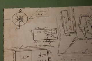 C1700 Manuscript Farm Map Real Estate Royal Notary Contract Cardinal Point Draw
