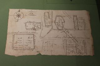 c1700 manuscript farm map real estate royal notary contract cardinal point draw 2