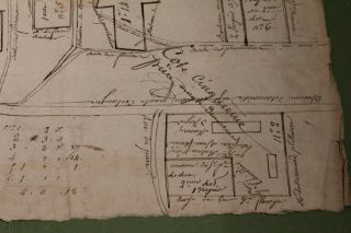 c1700 manuscript farm map real estate royal notary contract cardinal point draw 5