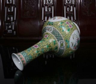Old Rare Famille Rose Chinese Porcelain Flower Vase Guangxu MK H12.  2” 6