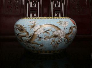 Old Rare Famille Rose Chinese Porcelain Dragon Brush Washer Yongqingchangchun Mk