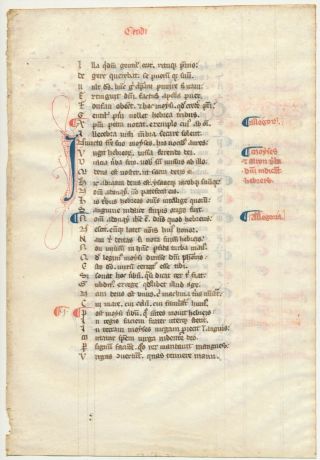 Rare 14th Century Manuscript Leaf England Petrus Riga Aurora Bible In Latin