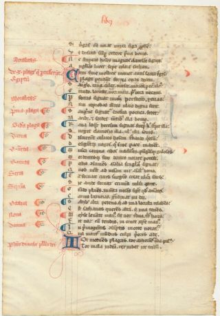 Rare 14th Century Manuscript Leaf England Petrus Riga Aurora Bible in Latin 2