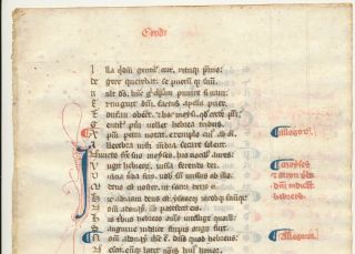 Rare 14th Century Manuscript Leaf England Petrus Riga Aurora Bible in Latin 3