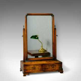 Antique Dressing Table Mirror,  Burr Walnut Georgian Revival Vanity,  Toilet C1910