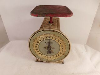 Vintage 25 Pound Hanson Scale,  Red And White
