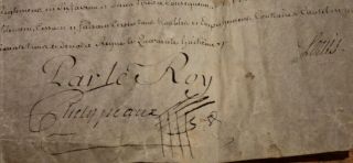 1763 Parchment Manuscript Royal King Louis Xv Signature University Chai
