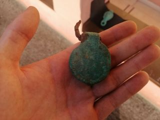 MASSIVE ANCIENT ROMAN BRONZE OIL LAMP AND BRONZE LID FROM ANOTHER LAMP - 200 AD 10