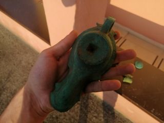 MASSIVE ANCIENT ROMAN BRONZE OIL LAMP AND BRONZE LID FROM ANOTHER LAMP - 200 AD 5