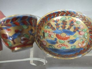 CHINESE CLOBBERED BOWLS & SAUCERS 3 WITH COCK - FIGHTING 18TH CENTURY 6
