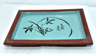 Antique Vintage Chinese China Yixing Enamel Teapot Tray Pottery Terracotta Zisha