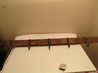 ANTIQUE 19TH OLD SCHOOL BUTCHER SHOP MEAT HOOK RACK COAT RACK VTG HAND FORGED 2