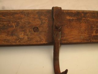 ANTIQUE 19TH OLD SCHOOL BUTCHER SHOP MEAT HOOK RACK COAT RACK VTG HAND FORGED 4