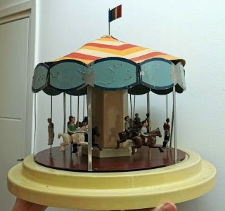 VINTAG O.  Box Circus Fairground Carnival CONVERTIBLE lrg carousel CRANCK TOY 12