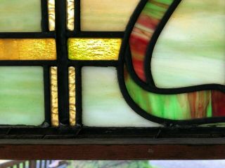 Antique Leaded Stained Glass Window 21 1/2 