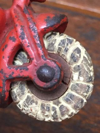 Antique Cast Iron Hubley 3 Wheel Indian Motorcycle Crash Car - 4 1/2” 10