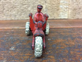 Antique Cast Iron Hubley 3 Wheel Indian Motorcycle Crash Car - 4 1/2” 2