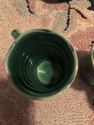 Pair Arts and Crafts Pottery Coffee Mugs Green Swirl Old RARE FABULOUS BEAUTY 5