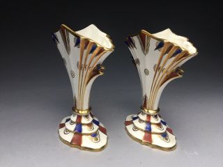 Rare Royal Dux Art Deco Miniature Fan Mantle Spill Vases 2
