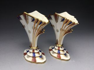 Rare Royal Dux Art Deco Miniature Fan Mantle Spill Vases 4