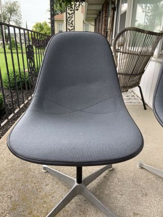 Charles Eames Herman Miller Fiberglass Side Shell Chair Pair In Girard Gray 5