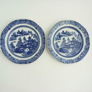 Pair Chinese Blue And White Octagonal Porcelain Plate,  18th Century,  Qianlong