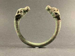 Circa 900 - 1100ad Bronze Viking Norse Bracelet With Zoomorphic Head Terminals
