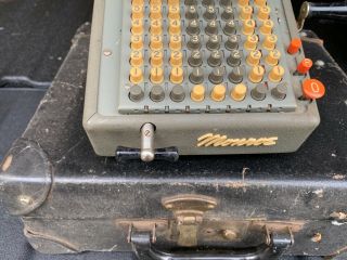 Vintage Antique Monroe Mechanical Adding Machine / Calculator W/case Rare