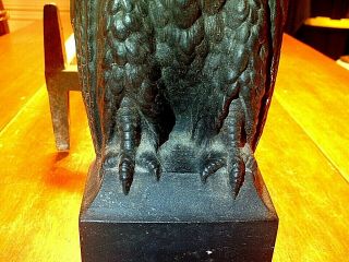Pair Antique Bradley & Hubbard Cast Iron Owl Andirons With Glass Eyes Signed 3