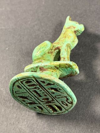 VERY RARE ANCIENT EGYPTIAN BASTET POSS SEAL STAMP HIEROGLYPHIC BASE C.  770 - 332BC 4