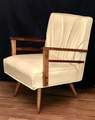 RARE ROCKER Vintage Mid Century 1960 Danish Teak Beige Leather Rocker Armchair 5