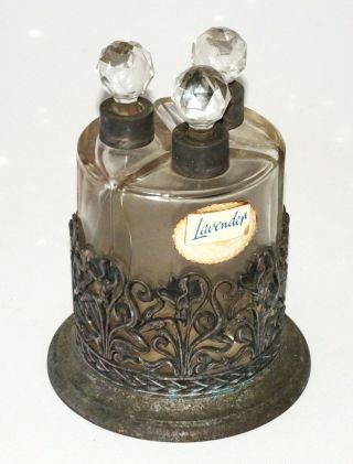 1910 German Breslau 800 Silver Base W.  3x Perfume Bottles By Julius Lemor (rox)