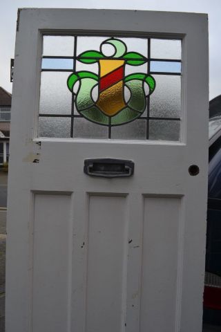 1920/30s English Stained Glass Leaded Light Front Door R718.  Delivery Option.