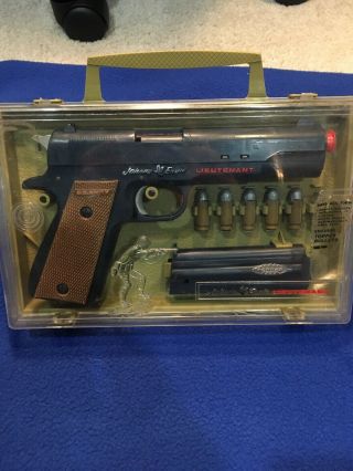 Vintage Johnny Eagle Lieutenant Toy Pistol 45 & Case,  Very Good,  All Orig