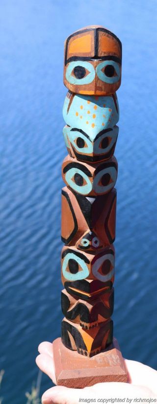 Fine Rare Old Northwest Coast Tlingit Indian Cedar Totem C1920